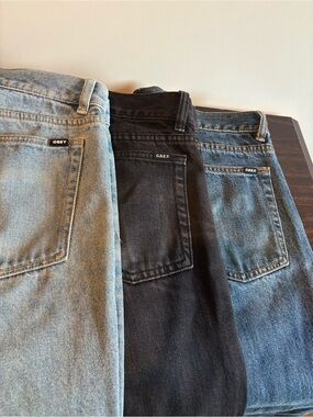 OBEY Bender Jeans 3-Piece Lot – Size 32 – Blue, Light Wash & Black